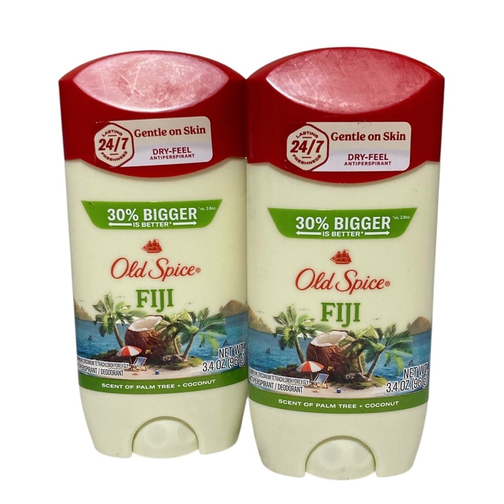 2 Old Spice FIGI Large 3.4oz Size Deodorant Anti-Perspirant Palm Tree Coconut